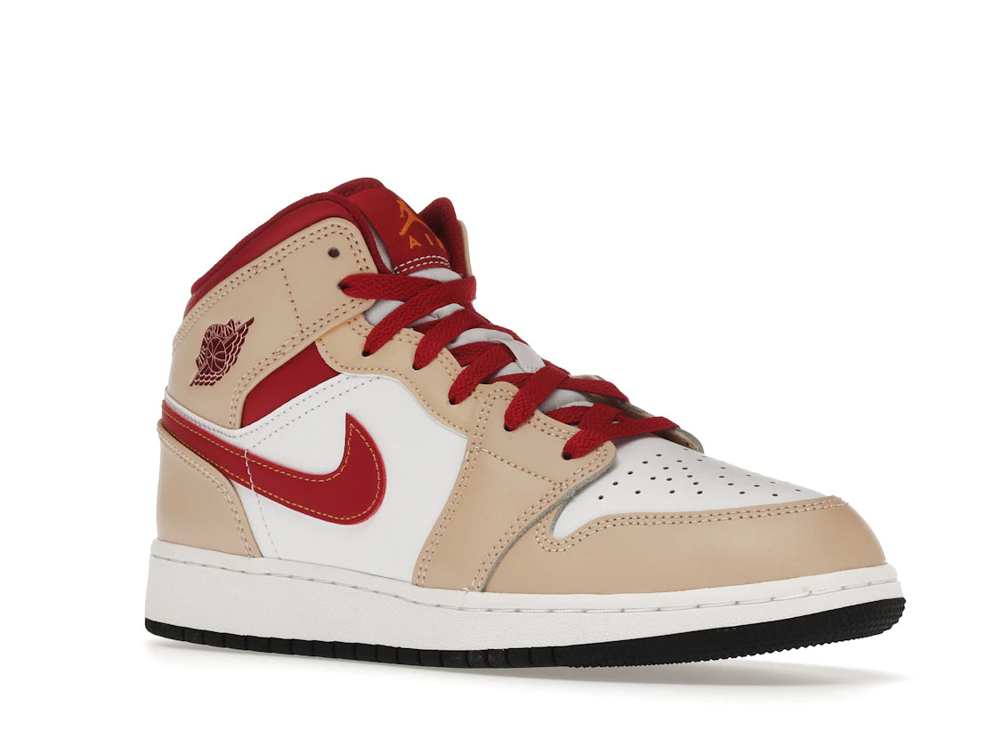 Jordan 1 Mid Light Curry Cardinal (GS)
