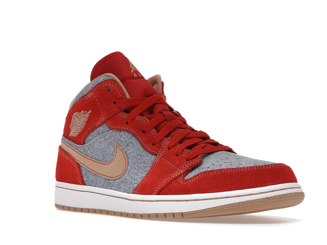 Jordan 1 Mid Denim Red