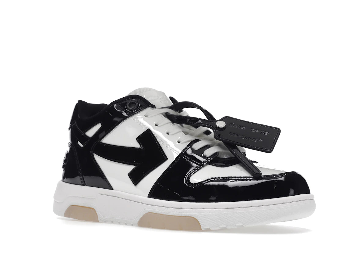 OFF-WHITE Out Of Office OOO Low Tops Lacklederschuhe Schwarz Weiß