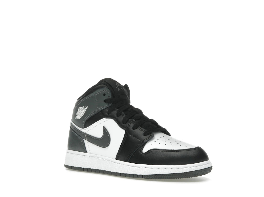 Jordan 1 Mid Schwarz Weiß Eisengrau (GS)