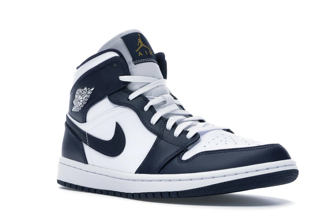 Jordan 1 Mid White Metallic Gold Obsidian