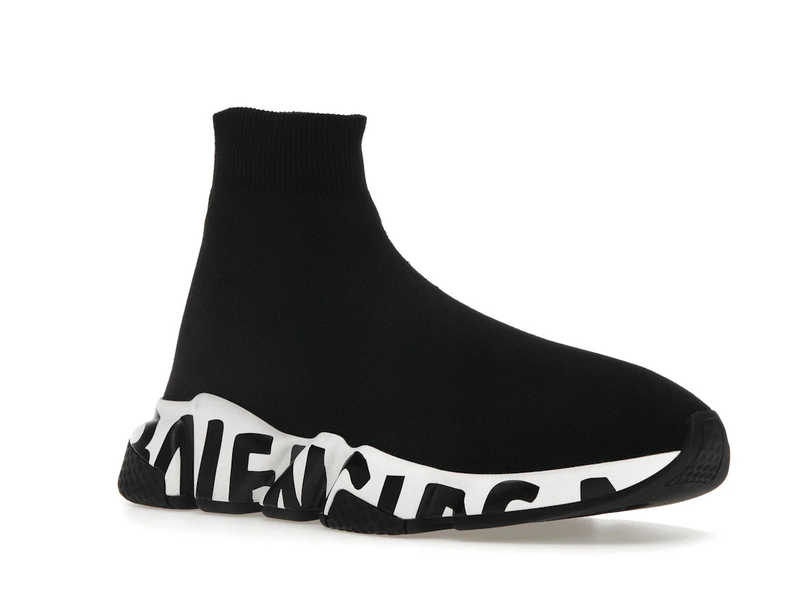 Balenciaga Speed Graffiti Trainers White Black Logo (Women's)