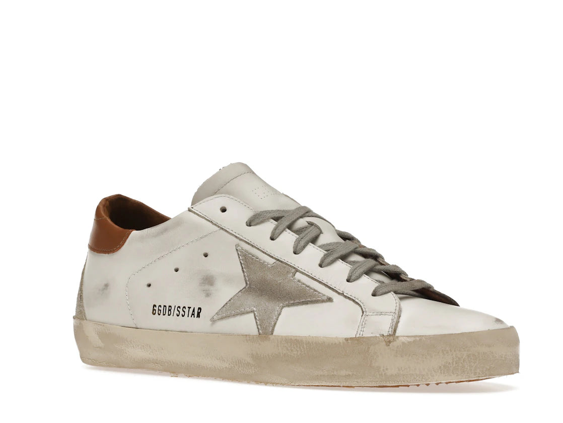 Golden Goose Super-Star Weißes Vacchetta Hellgraues Wildleder-Patch