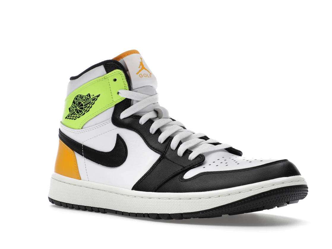 Jordan 1 Retro High Golf Weiß Universitätsgold Volt Schwarz