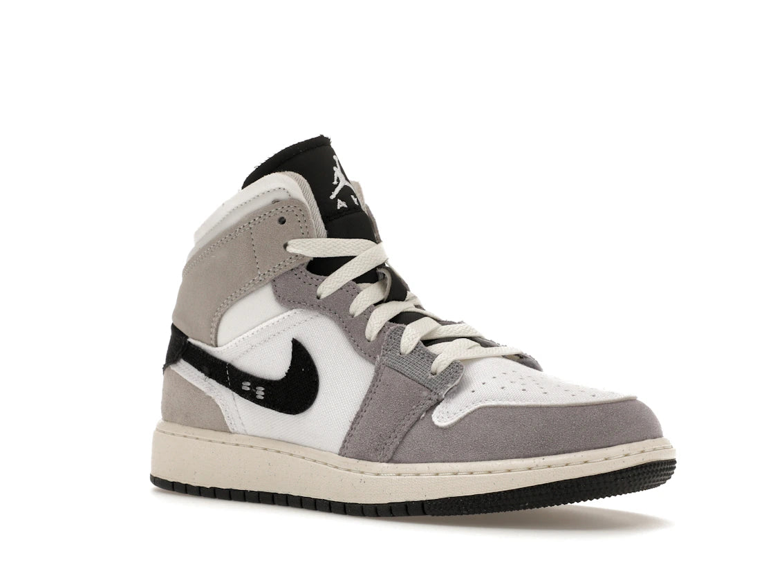 Jordan 1 Mid SE Craft White Cement Grey Black (GS)