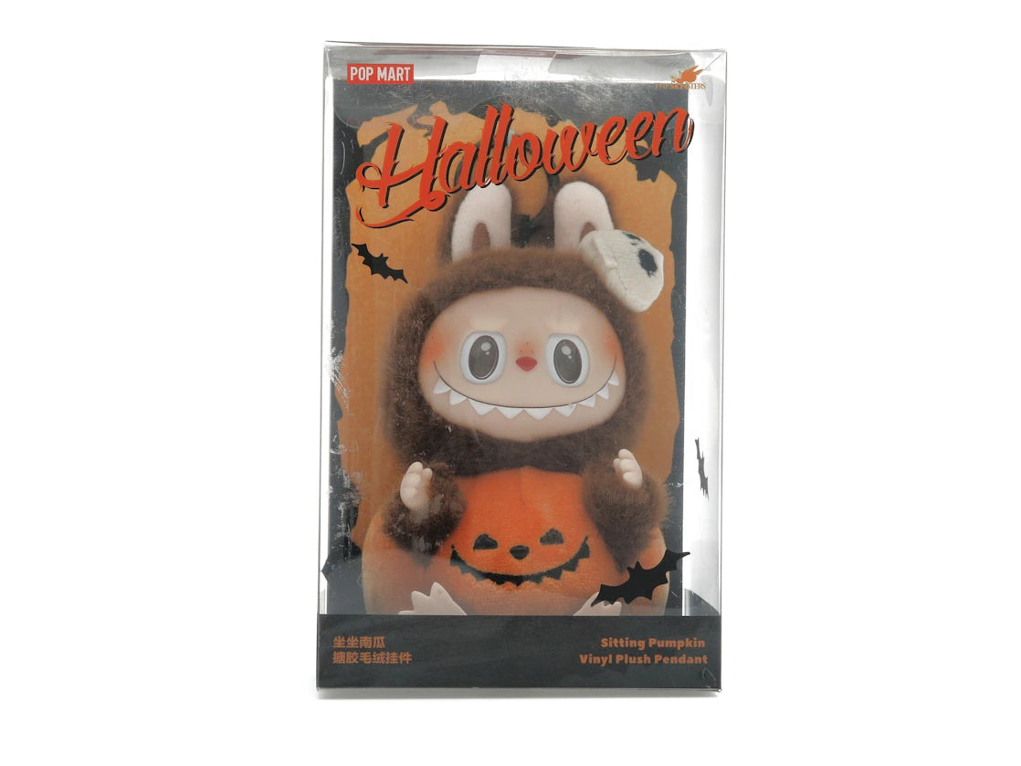 Pop Mart Labubu Happy Halloween Party Series-Sitting Pumpkin Vinyl Plush Pendant