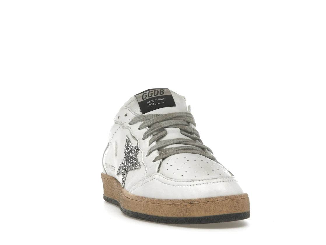 Golden Goose Ball Star Weiß Silberglitzer (Damen)