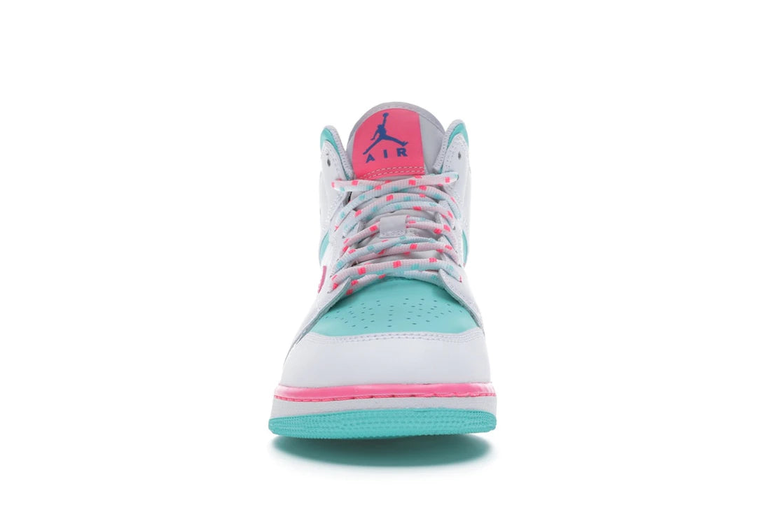 Jordan 1 Mid White Pink Green Soar (GS)