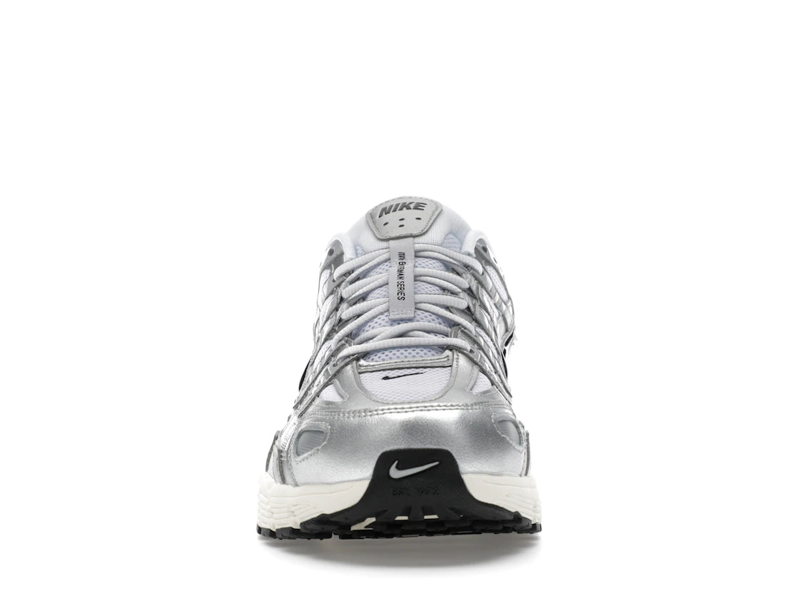 Nike P-6000 Weiß Metallic Silber Flach Silber Schwarz
