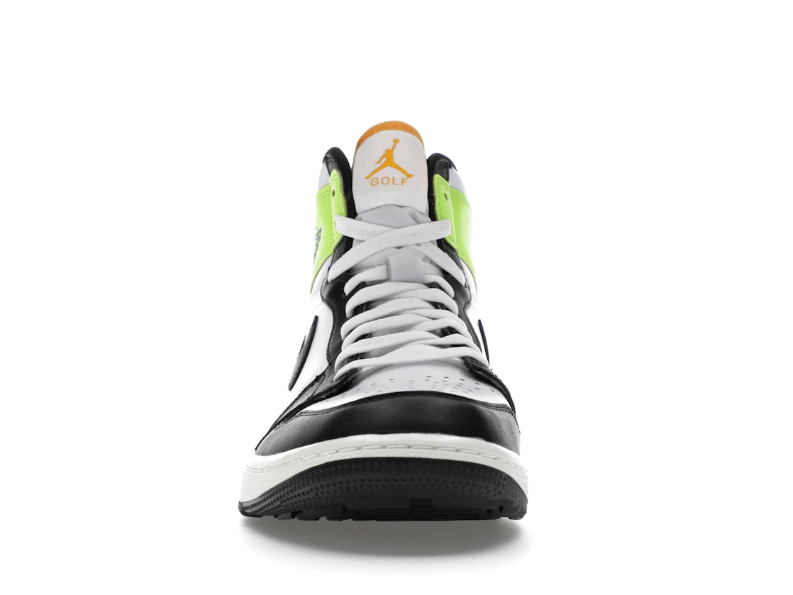 Jordan 1 Retro High Golf Weiß Universitätsgold Volt Schwarz