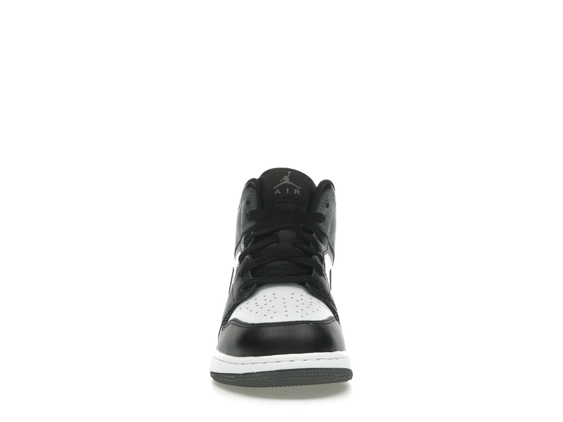 Jordan 1 Mid Schwarz Weiß Eisengrau (GS)