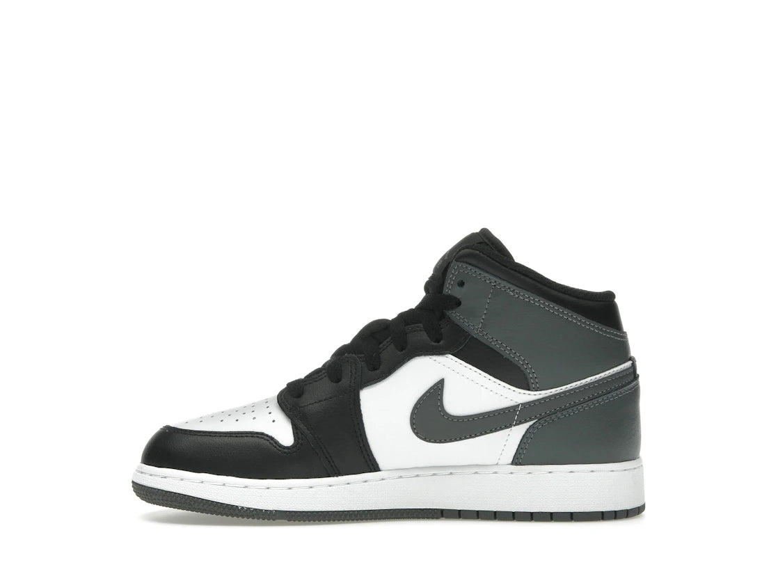 Jordan 1 Mid Schwarz Weiß Eisengrau (GS)