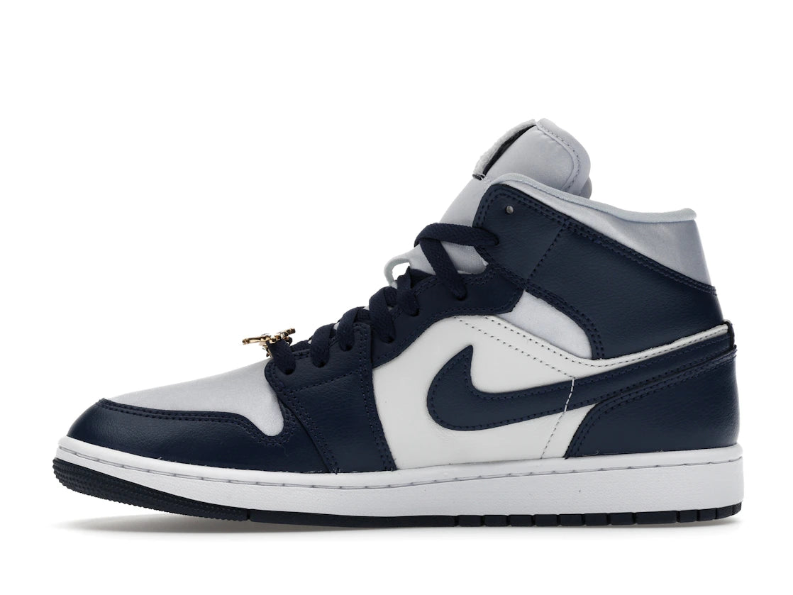 Jordan 1 Mid Football Grau Weiß Mitternachtsblau (Damen)