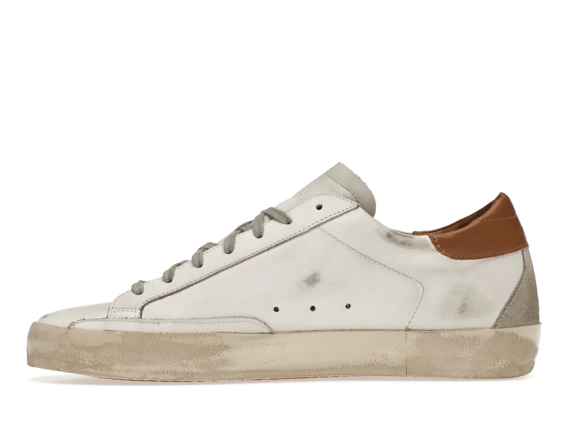 Golden Goose Super-Star Weißes Vacchetta Hellgraues Wildleder-Patch