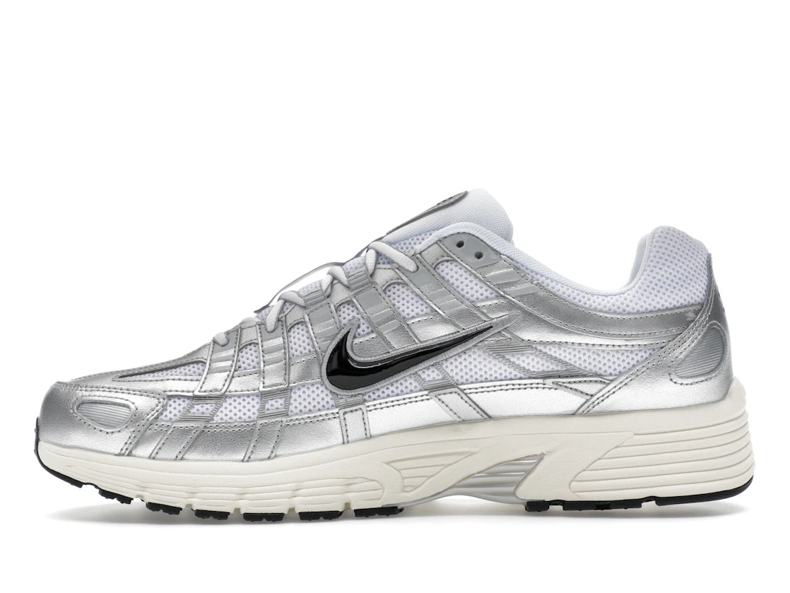 Nike P-6000 Weiß Metallic Silber Flach Silber Schwarz
