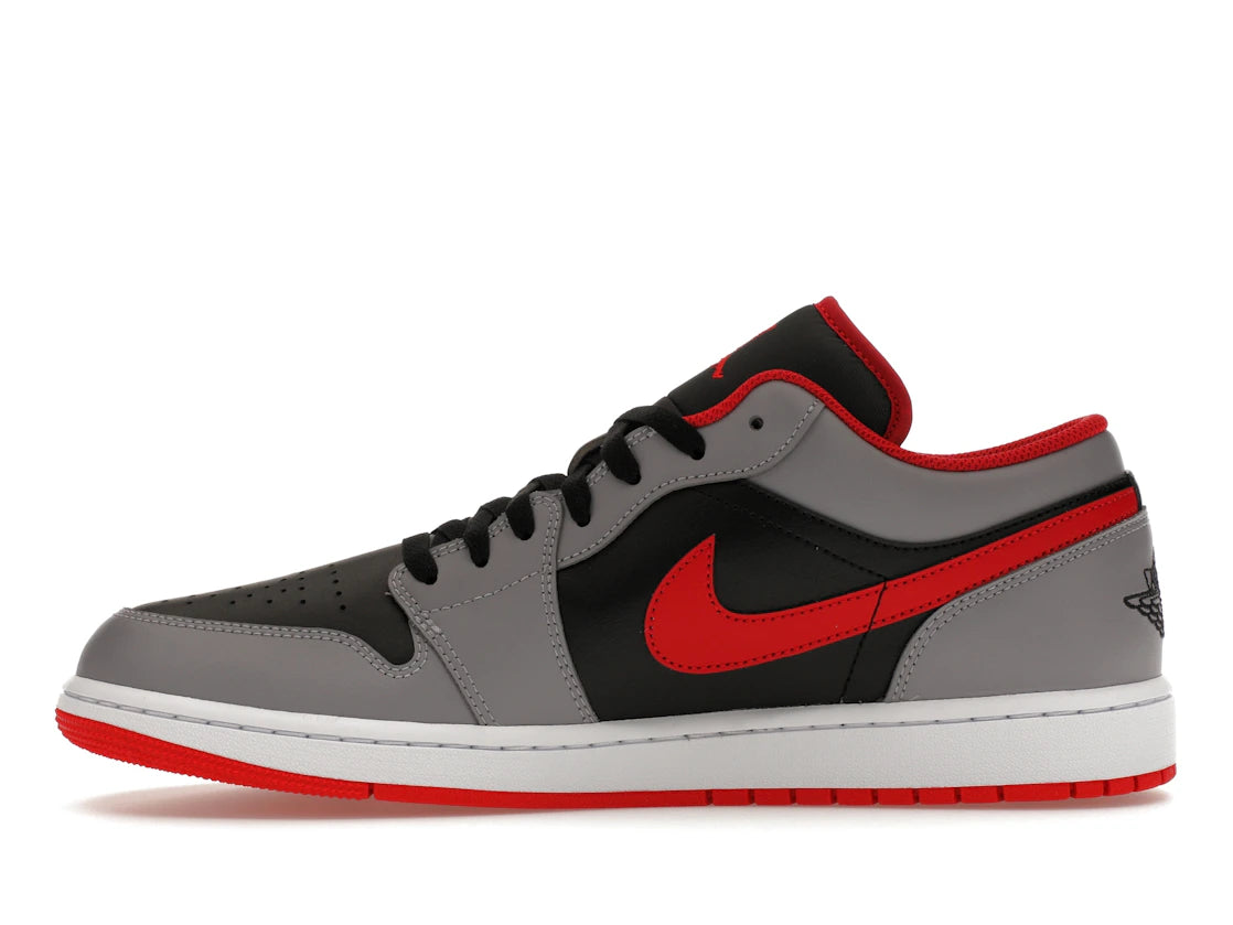 Jordan 1 Low Schwarz, Hellgrau, Rauchgrau, Gym Red