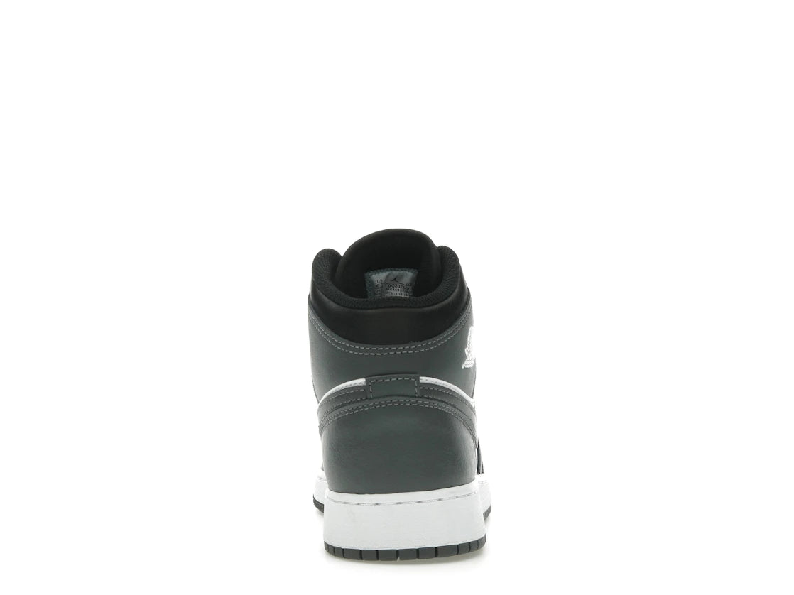 Jordan 1 Mid Schwarz Weiß Eisengrau (GS)