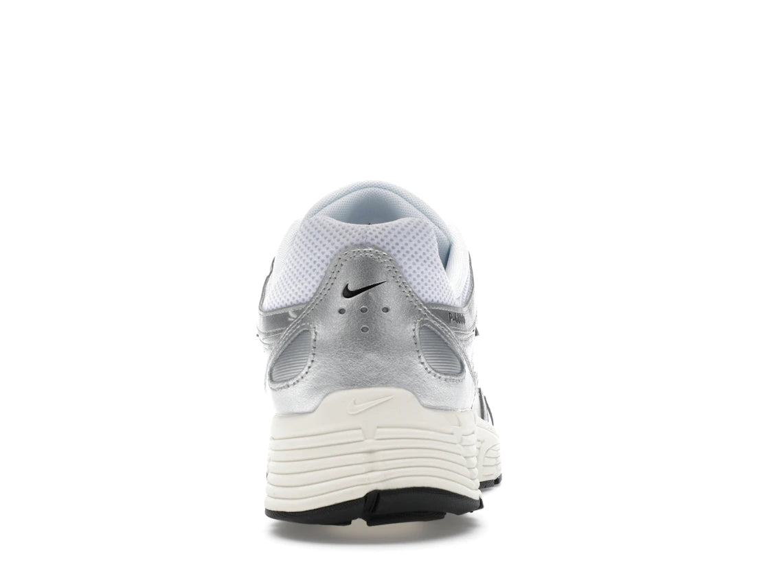 Nike P-6000 Weiß Metallic Silber Flach Silber Schwarz