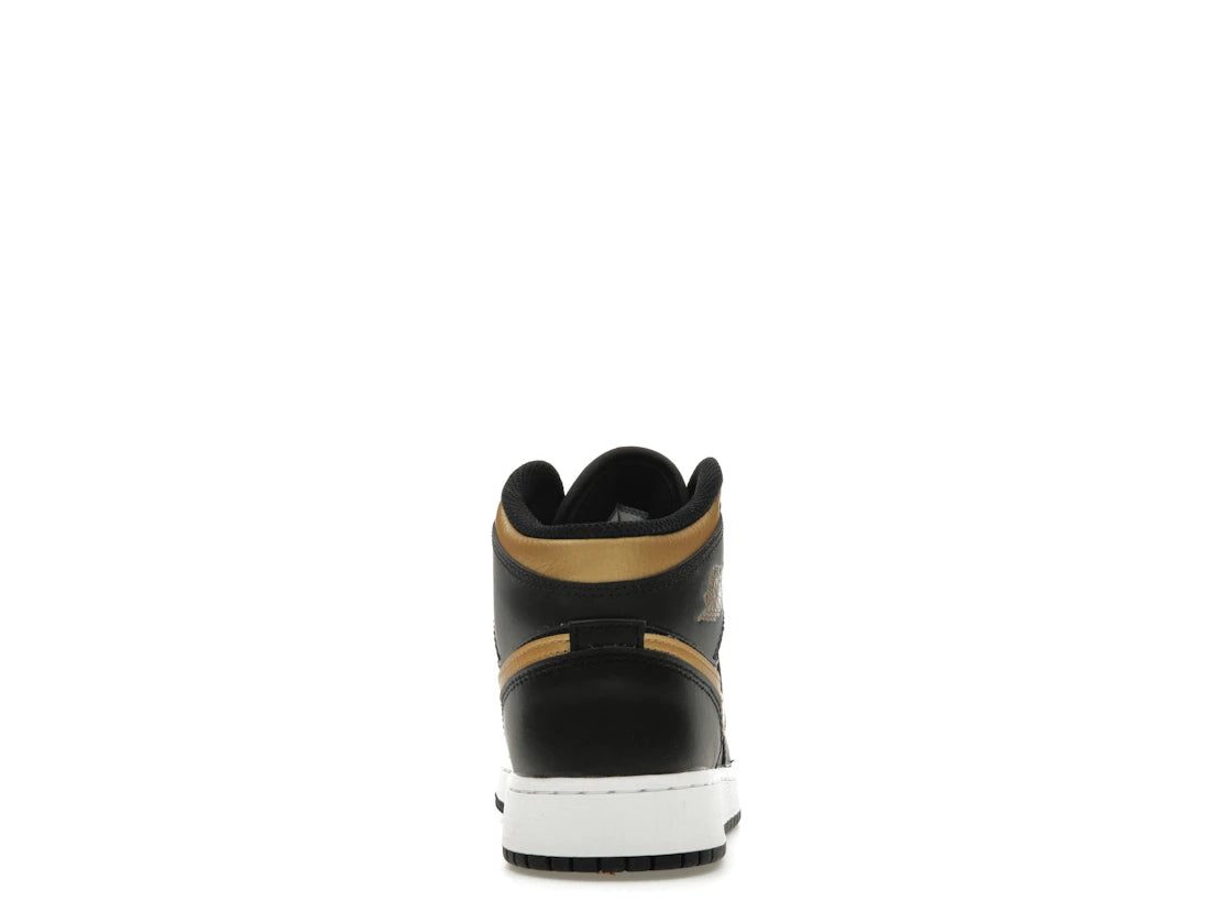 Jordan 1 Mid Schwarz Metallic Gold Swoosh (GS)