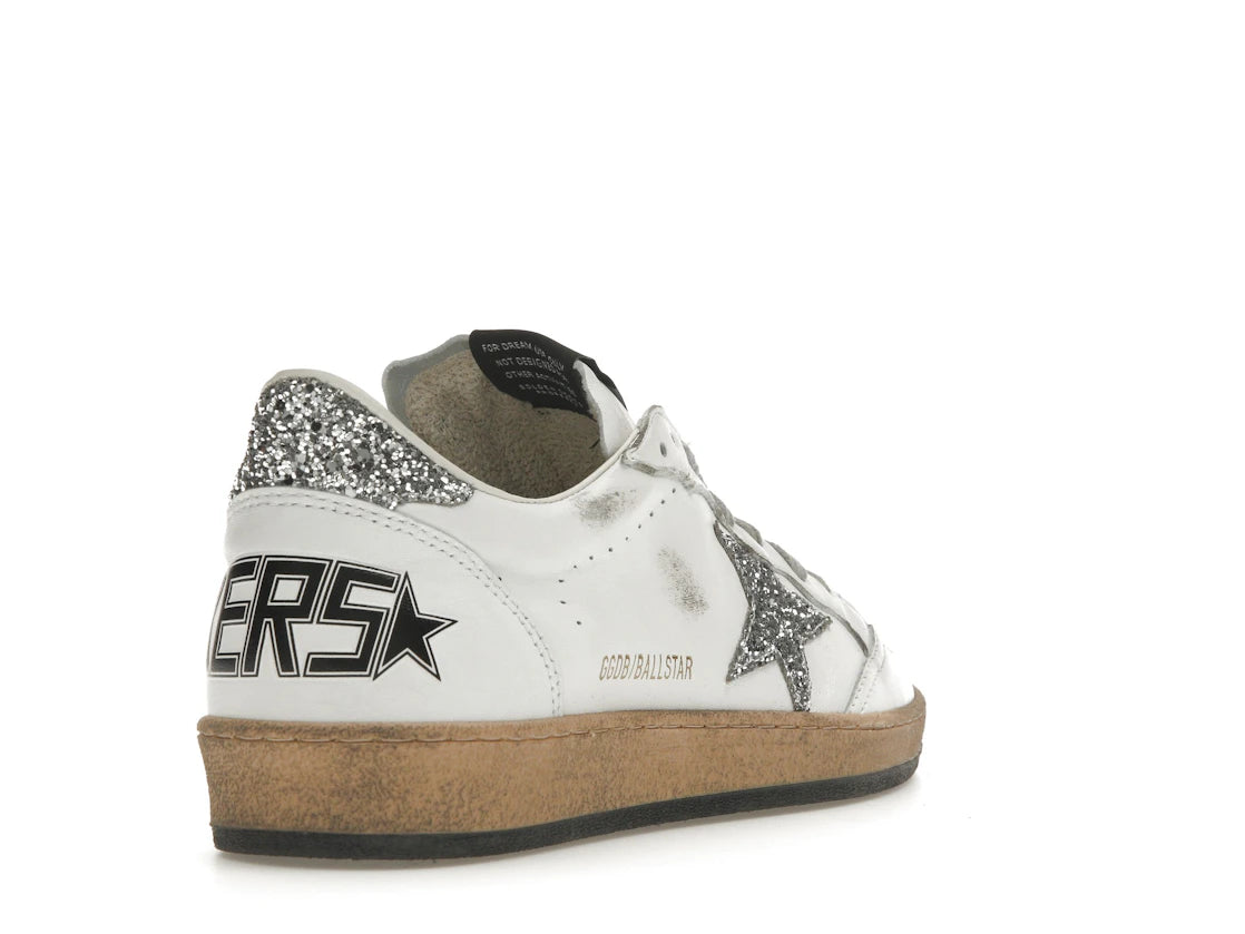 Golden Goose Ball Star Weiß Silberglitzer (Damen)