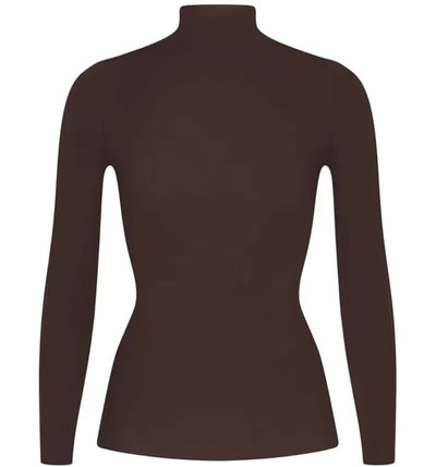 Nike x SKIMS Women's Weightless Layers Mock Neck Long Sleeve Top Dark Roast