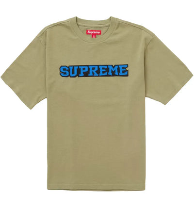 Supreme Satin Appliqué S/S Top Light Olive