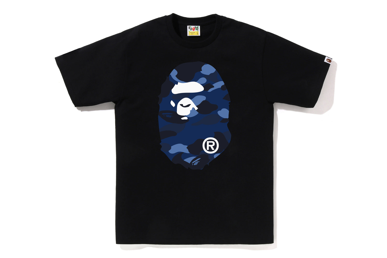 BAPE Color Camo Big Ape Head Tee Black Navy - vue 360