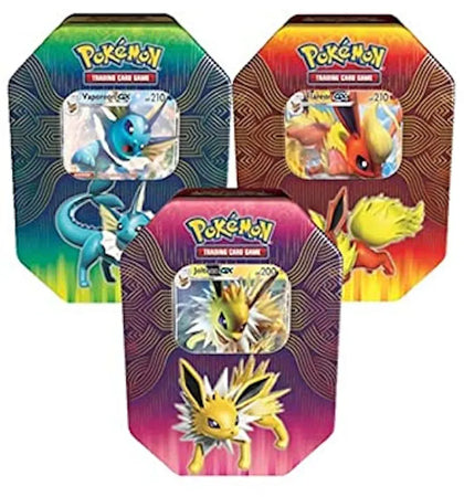 Pokémon TCG Elemental Power Tin Vaporeon GX/Jolteon GX/Flareon GX Lot - authentic Pokemon product