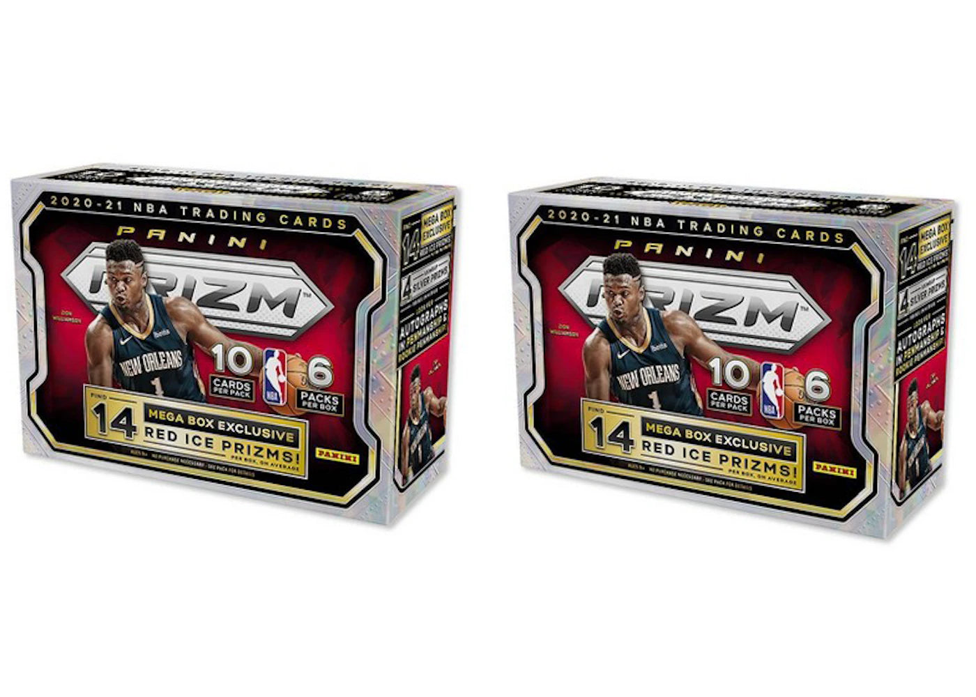 2020-21 Panini Prizm Basketball Mega Box (Red Ice Prizms) 2x Lot (Red or Blue Box) - vue secondaire A