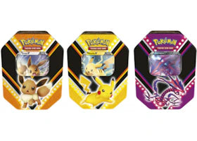 Pokémon TCG V Powers Eevee V/Pikachu V/Eternatus V Tin 3x Lot (Vertical) - authentic Pokemon product
