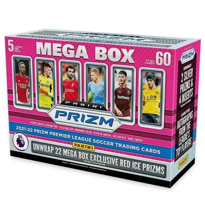 2021-22 Panini Prizm Premier League Soccer Mega Box (Red Ice Prizms) - vue 360