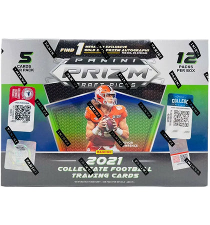 2021 Panini Prizm Draft Picks College Football Mega Box (Gold Ice Prizm) - authentic Panini product