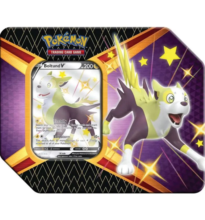 Pokémon TCG Sword & Shield Shining Fates Boltund V Tin (6 Booster Packs) - vue 360