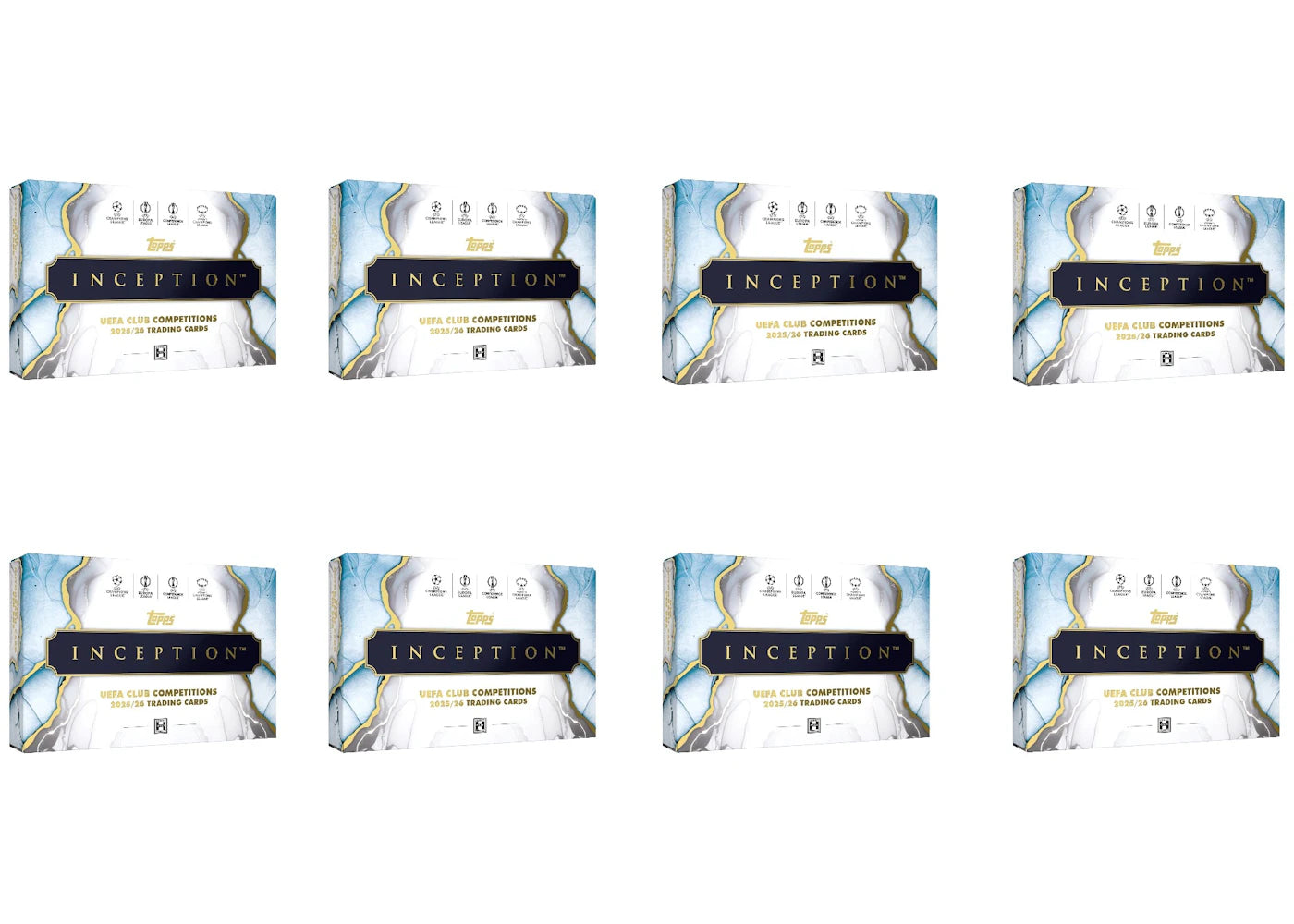 2025/26 Topps Inception UEFA Club Competitions Hobby Box Sealed (8 Hobby Boxes) - vue 360