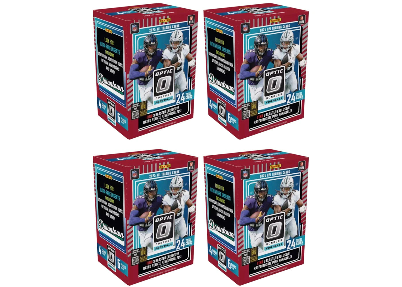 2025 Panini Optic Donruss Football NFL (Pink Parallells) Blaster Box 4x Lot - vue secondaire A