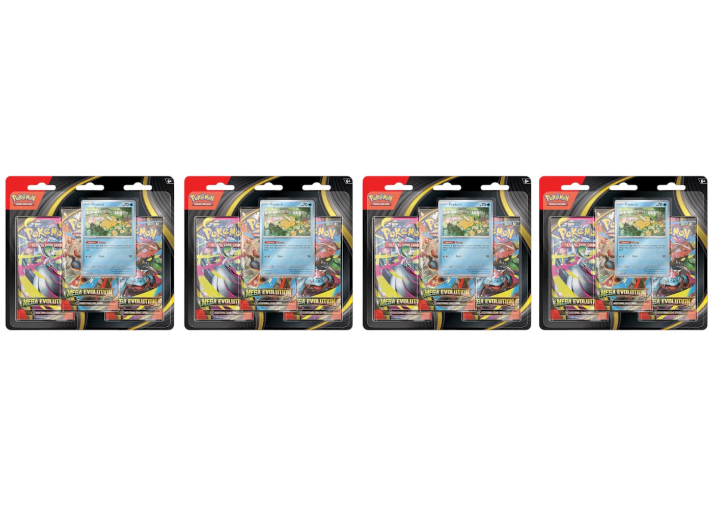 2025 Pokémon Mega Evolution 3-Pack Blister Pack 4x Lot (Psyduck) - vue 360