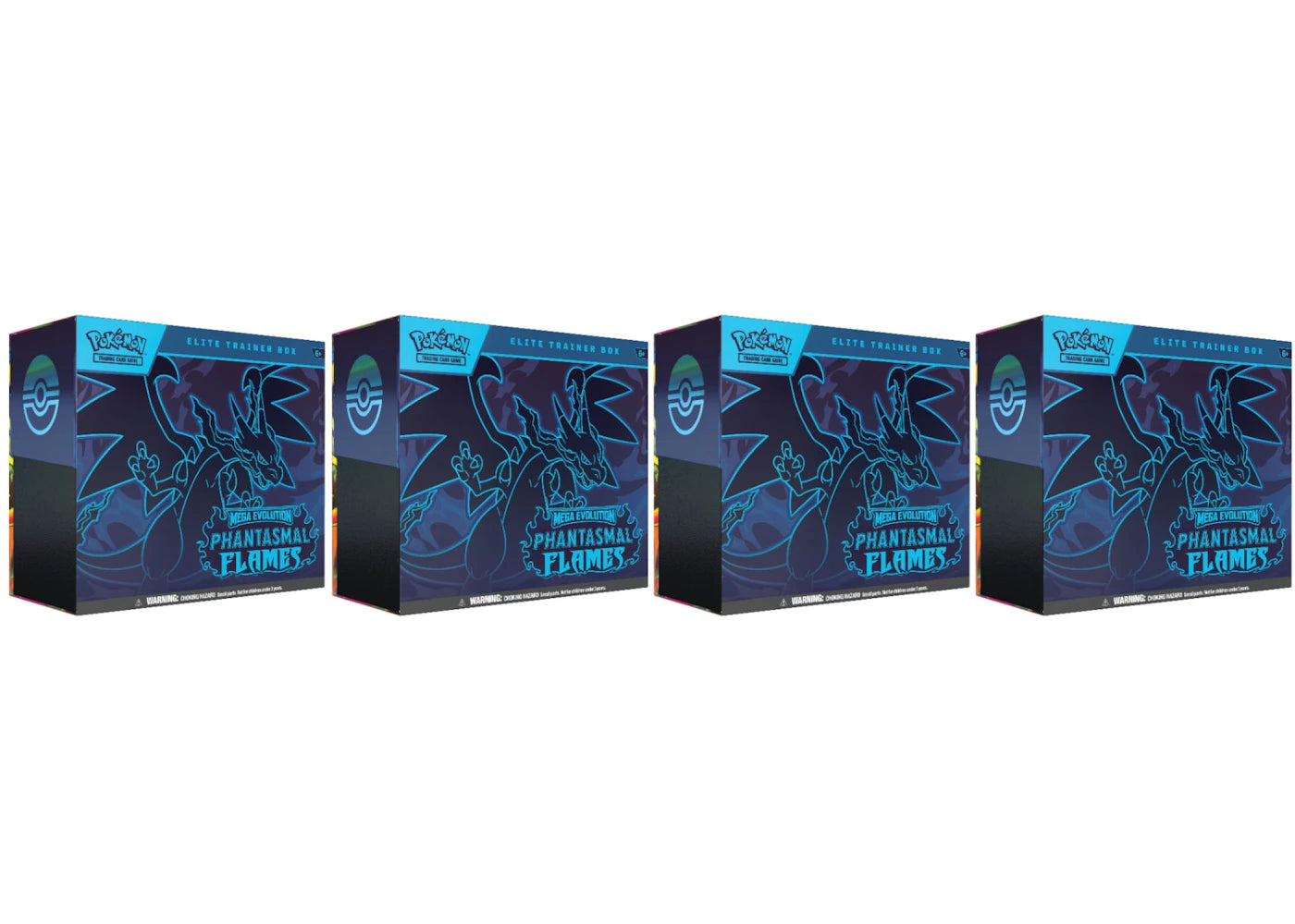 2025 Pokémon Mega Evolution Phantasmal Flames Elite Trainer Box 4x Lot - vue 360