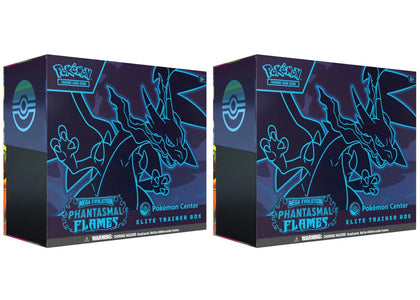 2025 Pokémon Mega Evolution Phantasmal Flames Pokemon Center Elite Trainer Box 2x Lot - authentic Pokemon sneakers