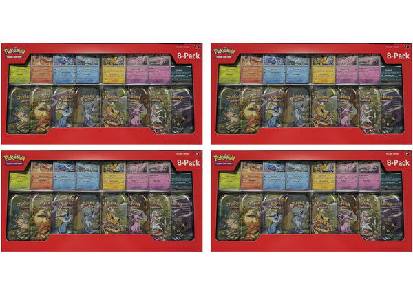 2025 Pokémon Prismatic Evolutions Mini Tins 8-Pack (Costco Exclusive) 4x Lot sneakers - authentic Pokemon shoes