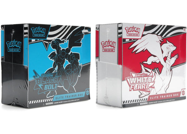 2025 Pokémon Scarlet & Violet Black Bolt & White Flare Elite Trainer Box sneakers - authentic Pokemon shoes