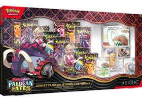 2025 Pokémon Scarlet & Violet Paldean Fates Great Tusk ex & Iron Treads ex Premium Collection Box - vue 360