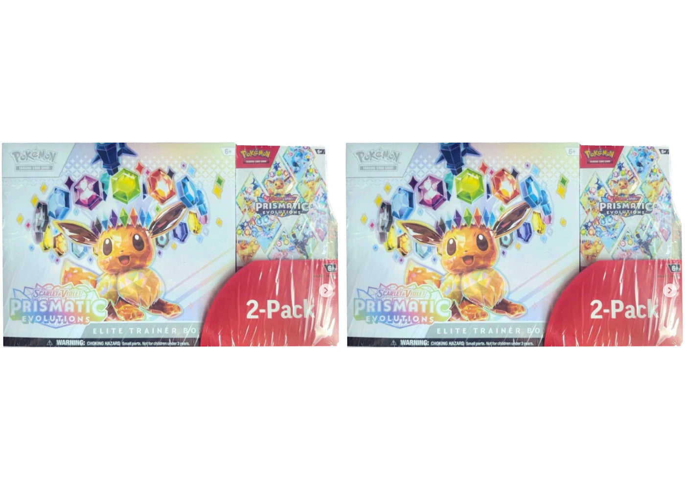 2025 Pokémon Scarlet & Violet Pristmatic Evolutions Elite Trainer Box + Booster Costco Bundle 2x Lot - vue 360