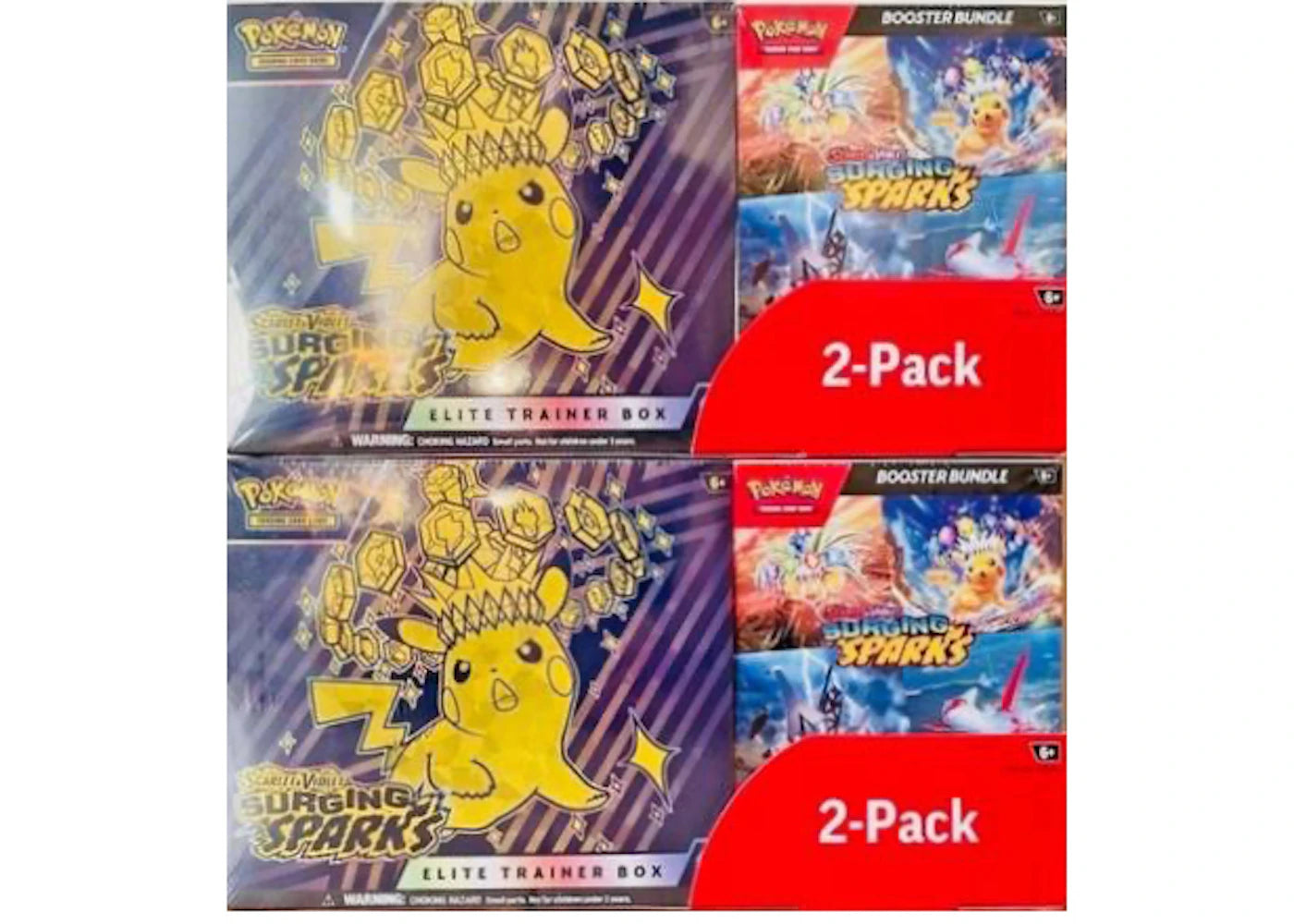 2025 Pokémon Scarlet & Violet Surging Sparks Elite Trainer Box & Booster Bundle Costco 2-Pack 2x Lot - vue 360