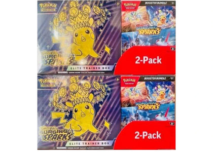 2025 Pokémon Scarlet & Violet Surging Sparks Elite Trainer Box & Booster Bundle Costco 2-Pack 2x Lot sneakers - authentic...