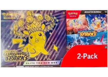 2025 Pokémon Scarlet & Violet Surging Sparks Elite Trainer Box & Booster Bundle Costco 2-Pack sneakers - authentic Pokemon...