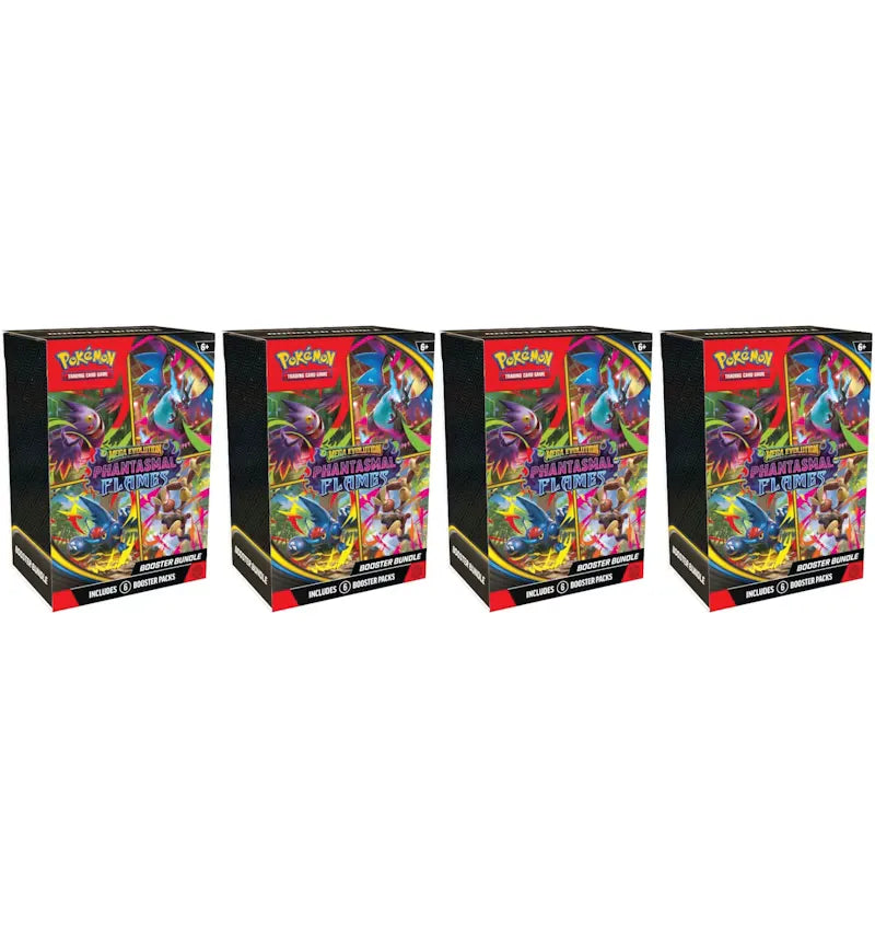 2025 Pokémon Mega Evolution Phantasmal Flames Booster Bundle 4x Lot - vue 360