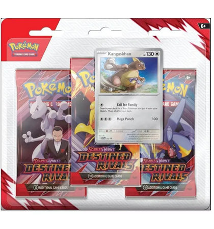 2025 Pokémon Scarlet & Violet Destined Rivals Kangaskhan 3 Pack Blister Pack - authentic Pokemon product