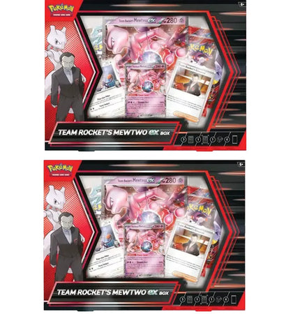 2025 Pokémon Scarlet & Violet Destined Rivals Team Rocket's Mewtwo EX Box 2x Lot - authentic Pokemon product