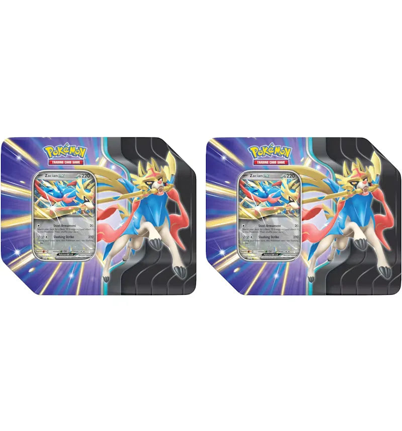 2025 Pokémon Scarlet & Violet Journey Together Zacian EX Slashing Legends Tin 2x Lot - vue 360