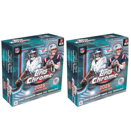 2025 Topps Chrome Football Fanatics Exclusive Mega Box 2x Lot - authentic Topps product